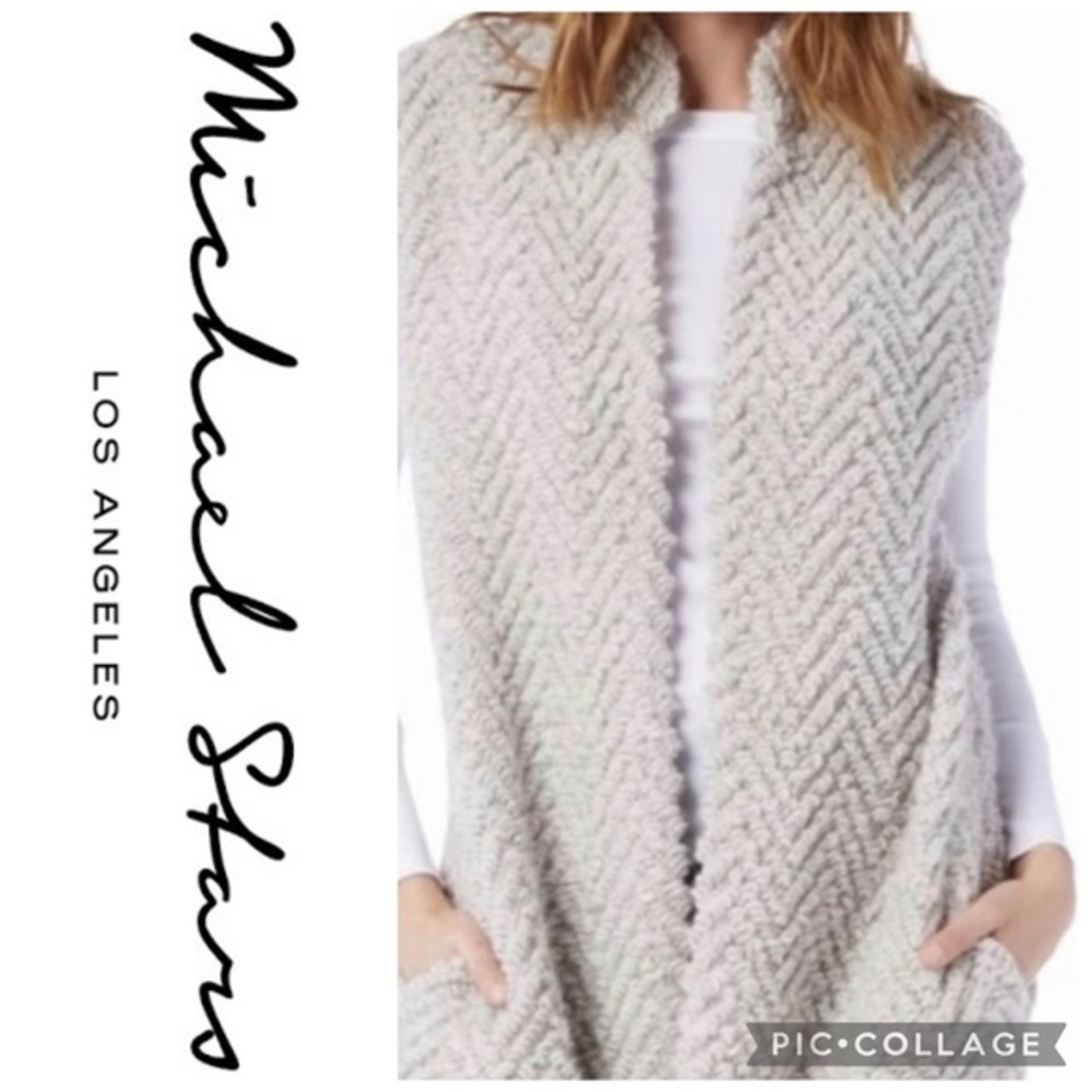 Anthropologie Michael Stars Chevron Loop Knit Wool Relaxed Vest Sz Medium